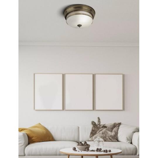klasicky bronz stredomorska stropna lampa obcianske sklenene tienidlo polkruhove nizka svetla vyska kupelna vodotesna 23.jpg